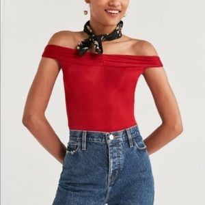 Urban Outfitters Red Off the Shoulder Crop Top